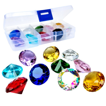 Set of Colorful Decorative Diamonds for Play in a Box of 10 pcs.