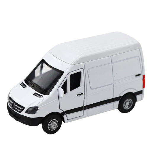 Metal Delivery Truck With Pull Back Motor, Lights, Sounds, White 1:32