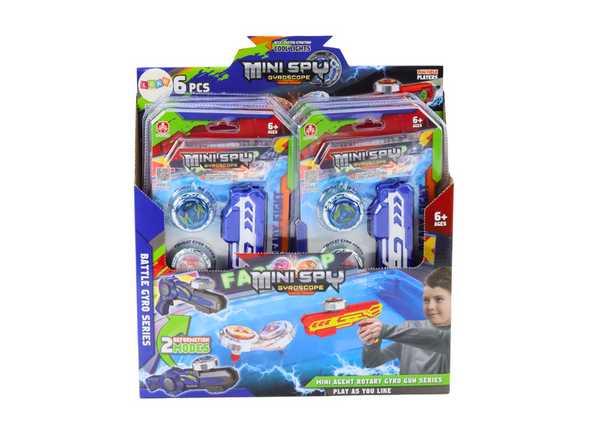 Set Gun Launcher 2 Metal Discs Blue Lights