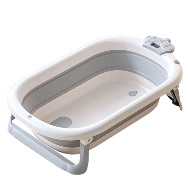 Babybadewanne mit Thermometer, faltbare Matratze, Sterne, Grau