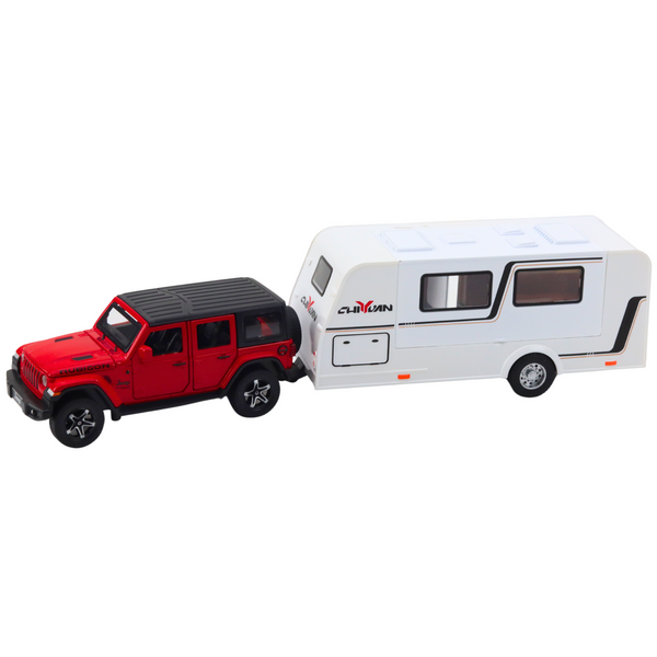 Set of Car Off-road Camper Metal Drive Lights Sounds Red 1:32