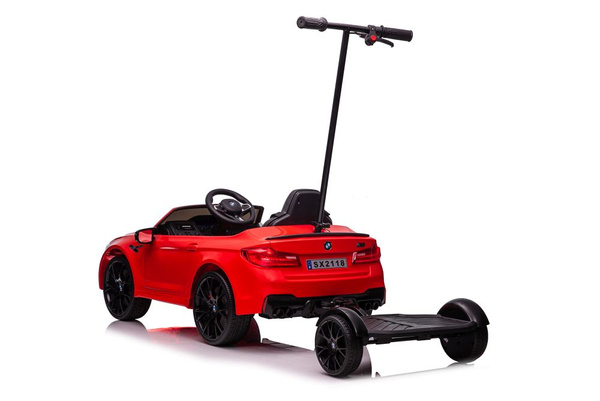 Battery-operated car BMW M5 with platform for parent, red, lacquered