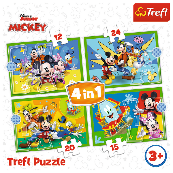 Puzzle – „4w1 (12, 15, 20, 24)“ – Wśród przyjaciół Myszka Miki Trefl 34616