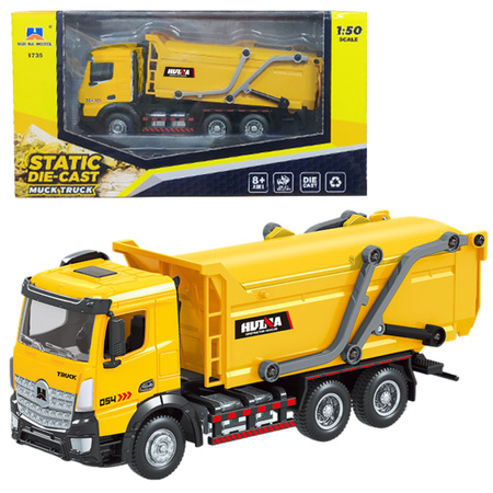 Garbage truck metal mobile Huina Yellow 1:50