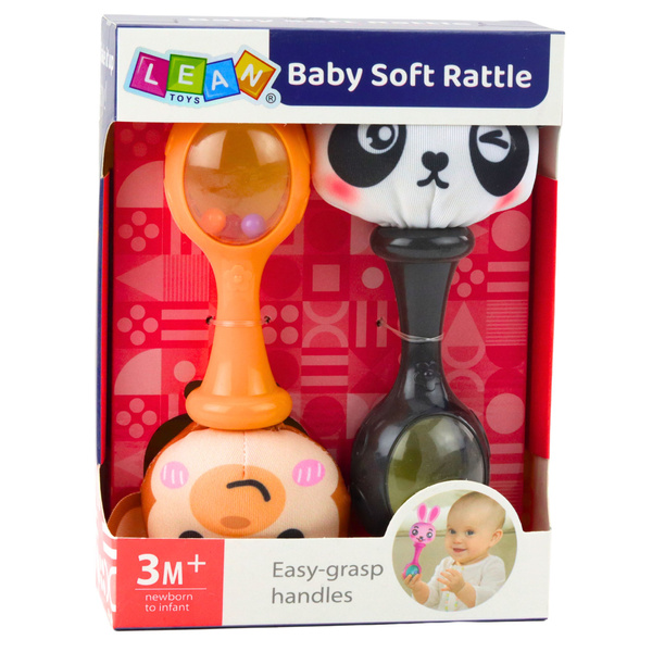 Zestaw Grzechotki Sensoryczne Z Miękką Piłeczką Małpka Panda 2szt