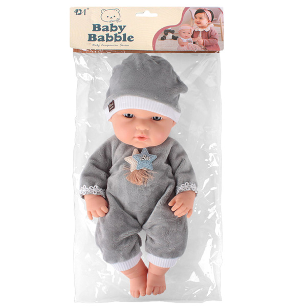 Baby Doll in Gray Pajamas, Hat, Movable Arms and Legs, 30cm