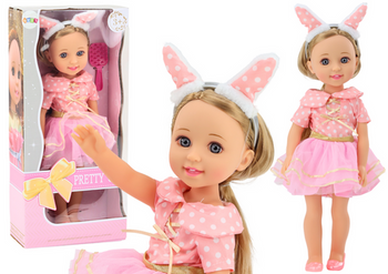 Doll Pink Dress Long Hair Headband Brush 38cm