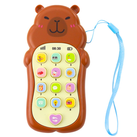 Children's Educational Phone Lights Sounds Melodies Capybara Brown