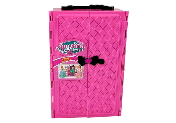 Doll Set Boy Girl Wardrobe Dressing Room Clothes in a Suitcase