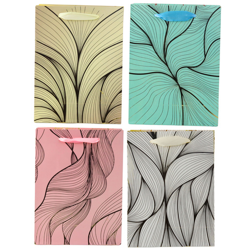 Gift Bag Wavy Gold Pattern Mix Color 23 x 18 x 10 cm