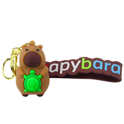 Keychain Figurine Capybara With Turtle Pendant Carabiner Ring