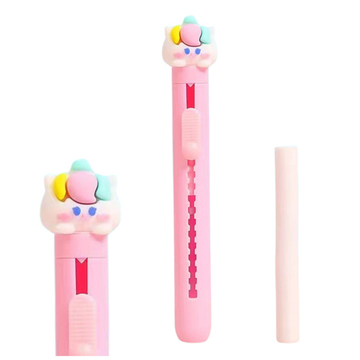 Radierstift Ausziehbar Mit Katzenfigur Blau Rosa
