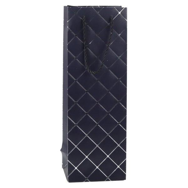 Torba Prezentowa Na Wino Butelkę Papierowa Srebrne Elementy 35 x 12 x 9 cm