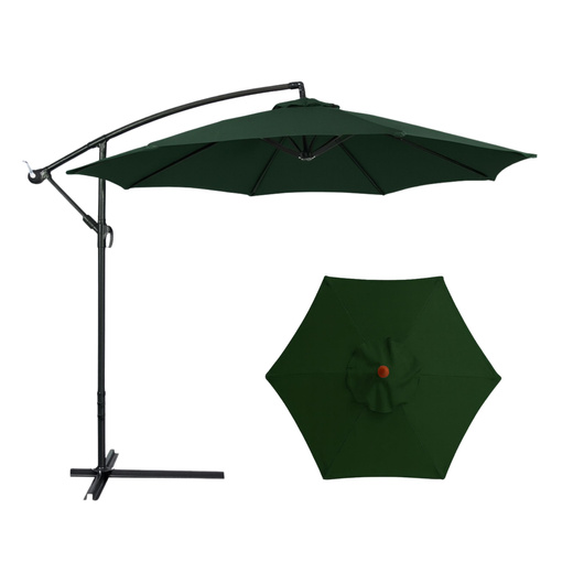 Side Garden Umbrella with Adjustable Tilt Cover 350 x 250cm Green
