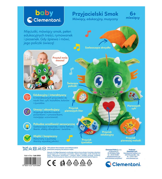 Educational Talking Musical Friendly Dragon Polish Language Clementoni 50938