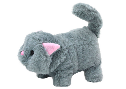 Plush Interactive Animal Kitten Walks and Meows Gray