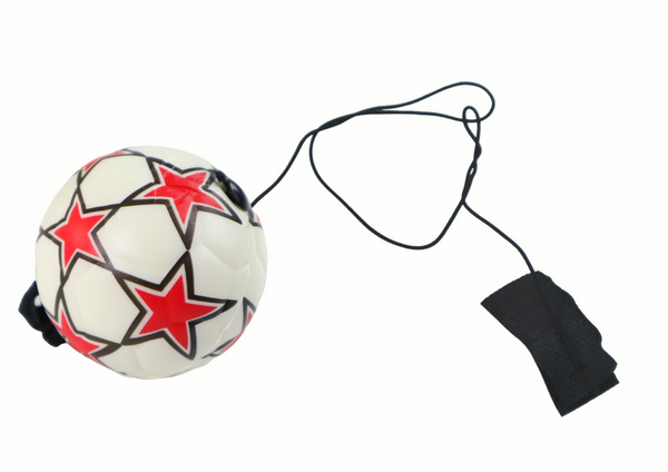 PU Football with a Jojo Elastic Band for Bouncing, 6 cm, White Stars