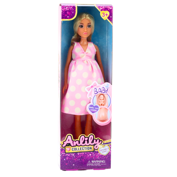 Kinderpuppe Anlily Prinzessin Langes dunkles Haar Gelbes Kleid