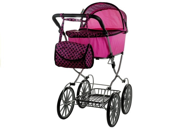 Puppenwagen Alice Retro Kinderwagen Puppe Puppenkarre Rosa