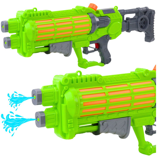 Large Mechanically Pumped Water Gun Double Nozzle Green 1250 ml