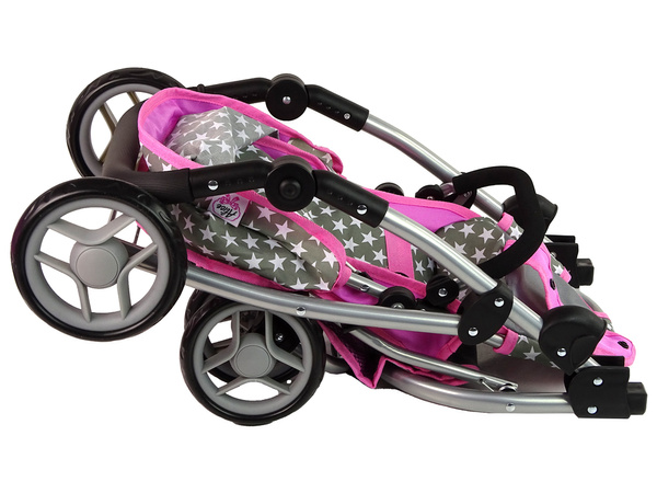 Baby Doll Stroller 2-in-1 Carrycot Bag Pink Stars