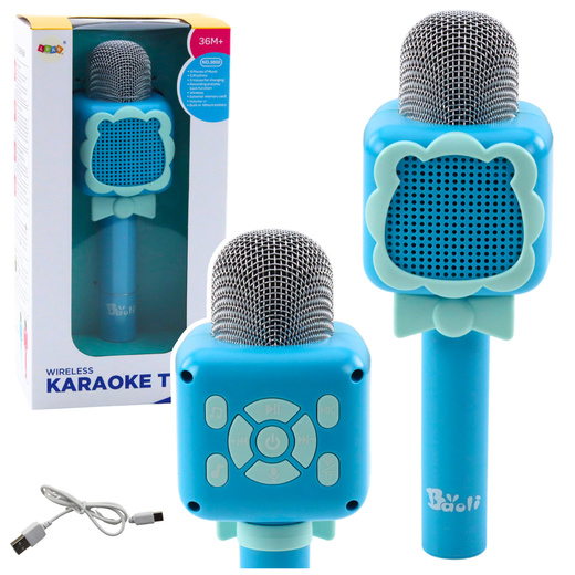 Drahtloses Bluetooth-Mikrofon, Karaoke-Aufnahme, Sprachwechsler, Blau