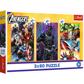Puzzle - 3x80 - Days full of action - Disney Marvel The Avengers Trefl 34883