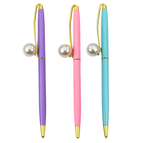 Metal Ballpoint Pen Automatic Pearl Blue Ink 1.0mm Mix