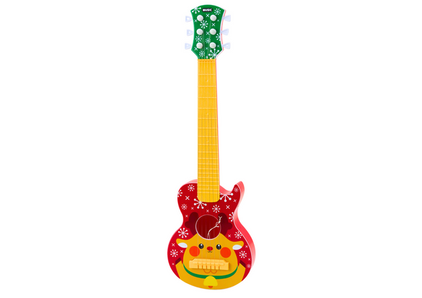 Toy Guitar for Children, Adjustable Strings, Red Reindeer