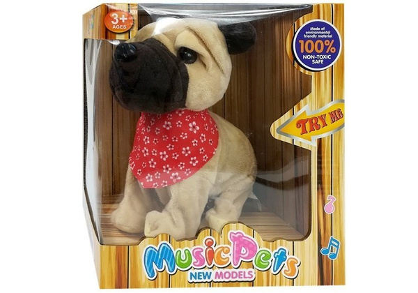 Interactive Dog On a Leash Barks Wags Tail Sensors