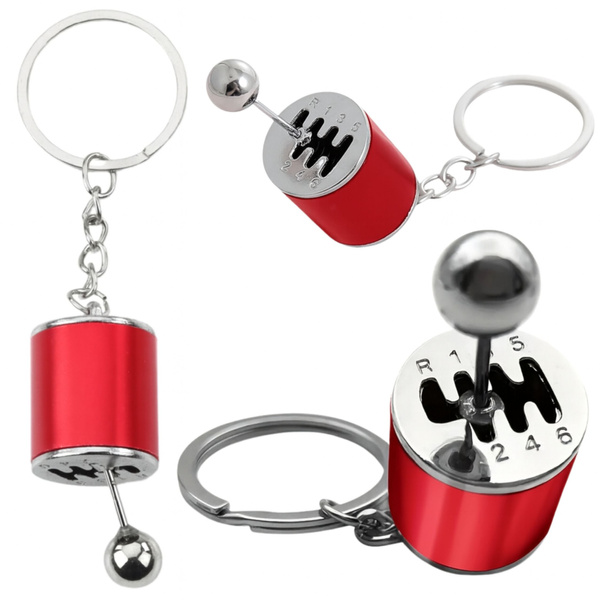 Metal Keychain Moving Gearbox Red