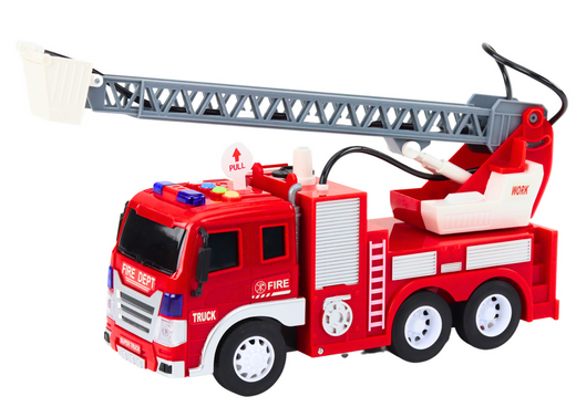 Fire Truck With Boom 1:16 Lights Sounds Water Drive Red