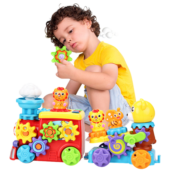 Interactive Musical Train For Toddlers Teddy Bear Gears Colorful