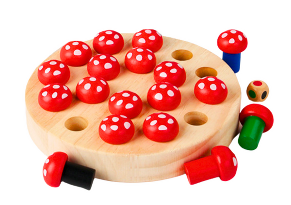 Family Memory Game Toadstools Wooden
