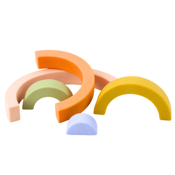 Regenbogen-Puzzle für Kleinkinder, pastellfarbene Gummiblöcke, 5-tlg.