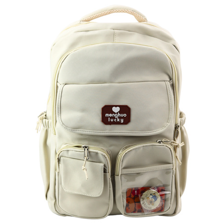 Urban Schulrucksack Capybara Schlüsselanhänger Badges Beige Creme 25L 42cm