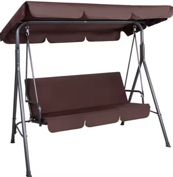Three-person Garden Swing Rocking Cushions Mattress Brown
