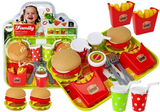 Set Hamburger Pommes mit Tablett
