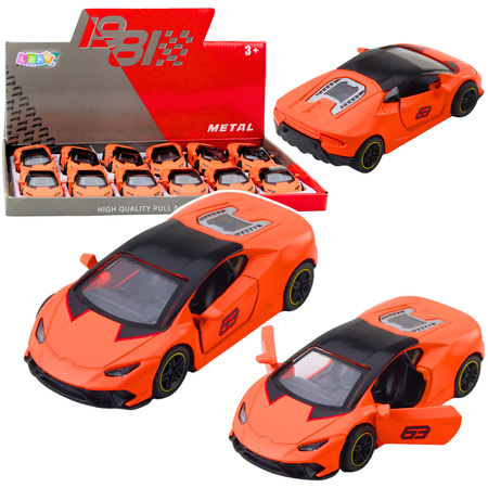 Sports Car Pull Back Metal Orange 1:43