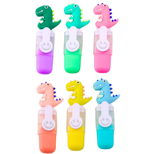 Set of Mini Dinosaur Highlighters in a Colorful Case 6pcs 8cm
