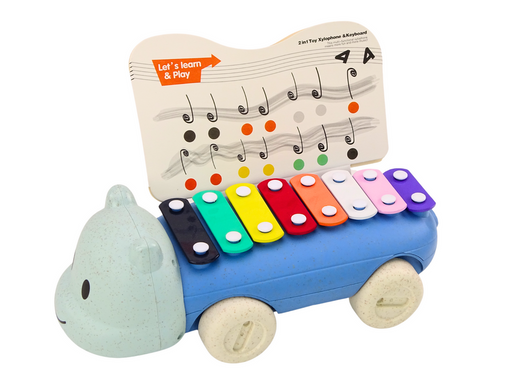 Hippopotamus Cymbals On Wheels Instrument For Children Colorful Educational