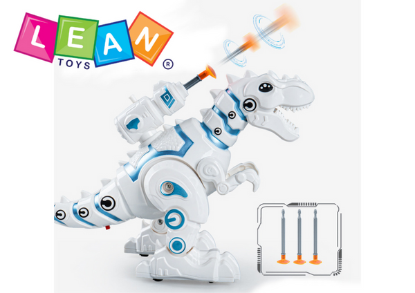 Roboter-Dinosaurier mit Pfeilwerfer-Lichtern klingt weiß