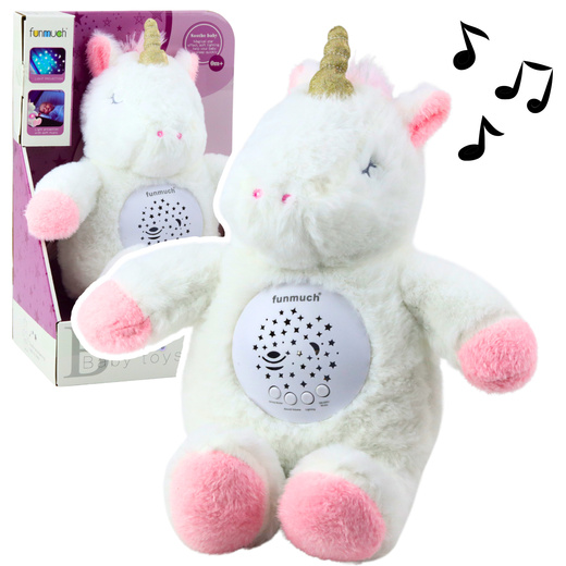 Plush Unicorn Sleeping Cuddly Toy Projector Sound 