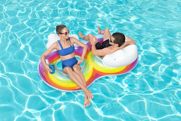 Double Inflatable Swimming Ring 186 x 116 cm Rainbow Bestway 43648