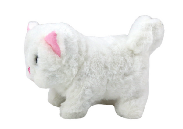 Plush Interactive Animal Kitten Walks and Meows White