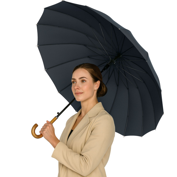 Large Automatic Umbrella with Arm Cover 24-Rib Black 115 cm