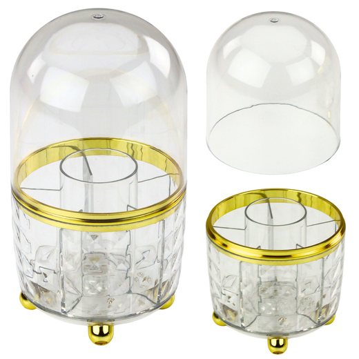 360° Rotating Organizer for Brushes and Cosmetics with Cover, Transparent