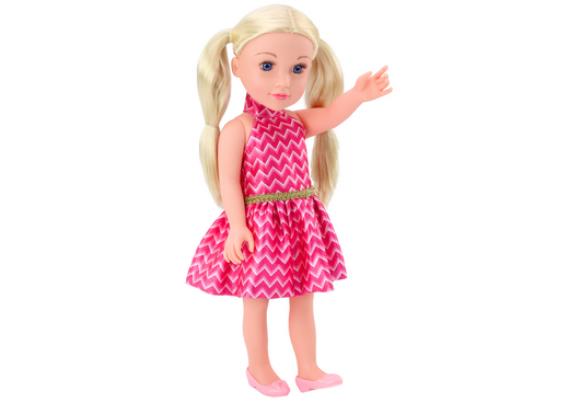 Doll Pink Dress Ponytails Blonde Hair Large Doll 46cm
