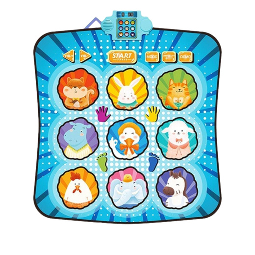 Interactive Dance Mat Animals LED Lights Music Blue