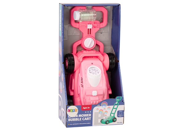 Soap Bubble Machine Lawn Mower Ride-On with Pink Handle